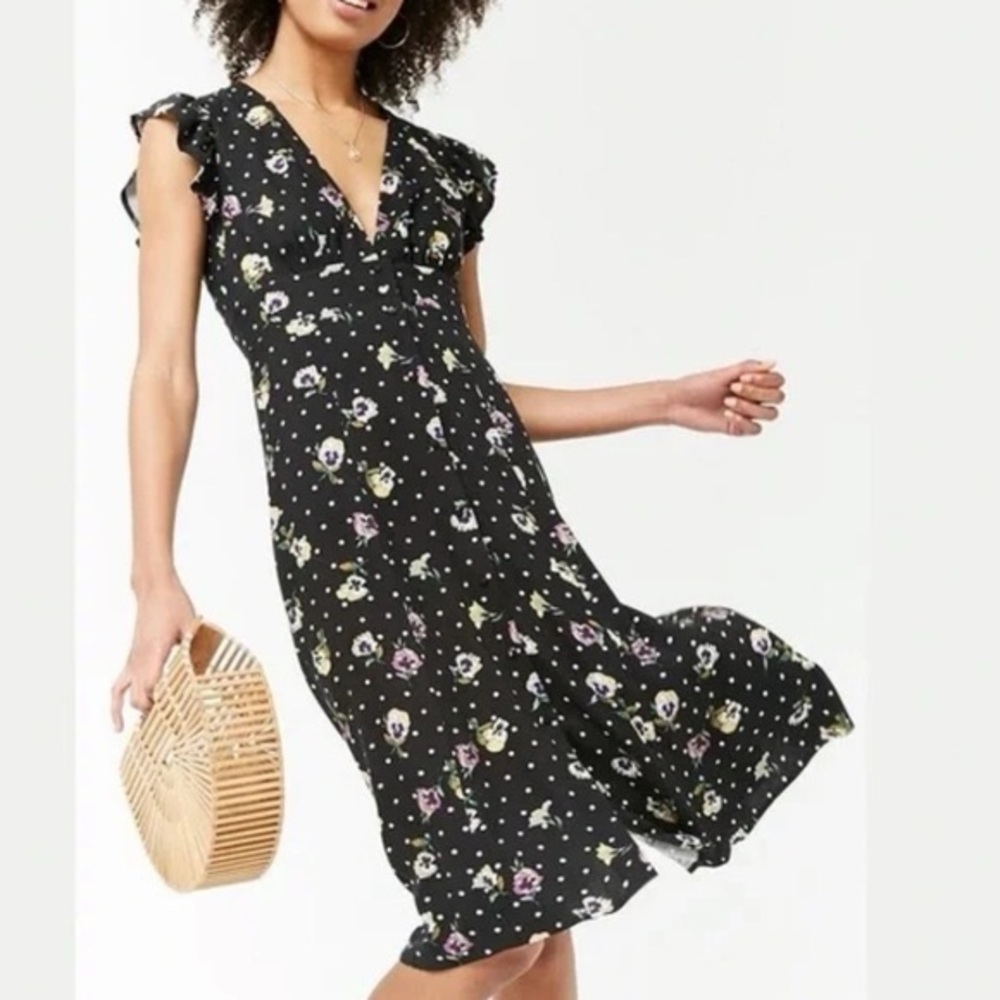 Deep V floral Midi Dress size XL